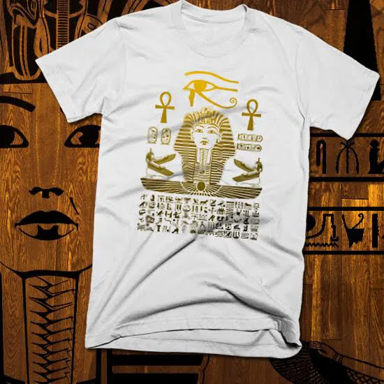 

Египетская футболка S-3XL, Kemet, Фараон, Анкх, глаза хора, Hotep, неfertiti, белая