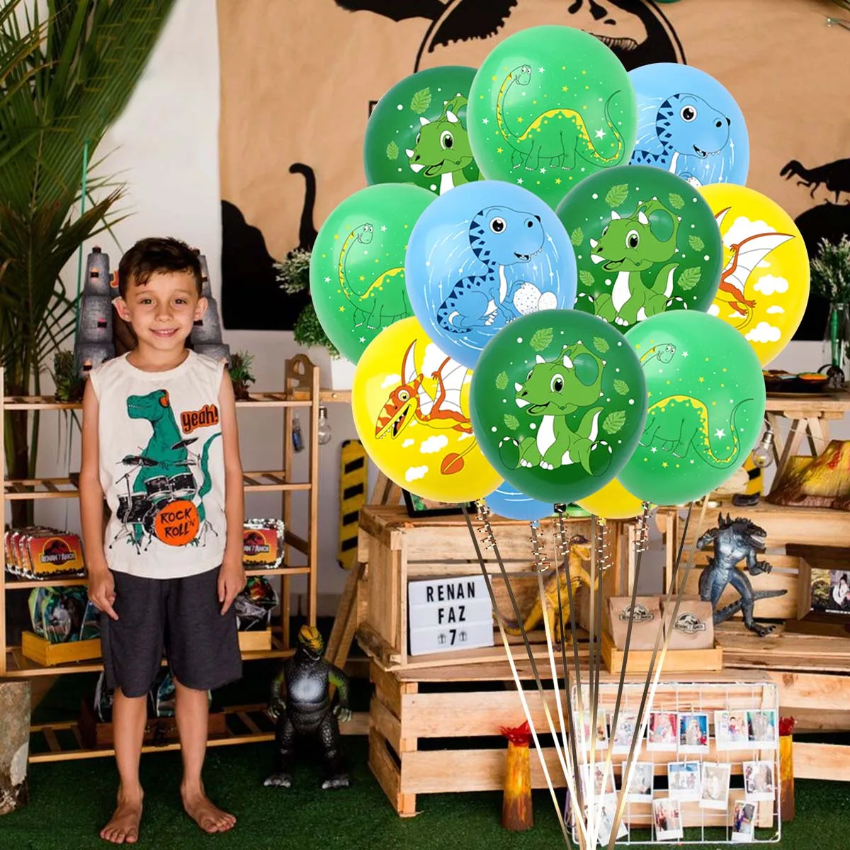 بالونات لاتكس ديناصور للأطفال ، موضوع الغابة ، ديكورات الحفلات ، ألعاب قابلة للنفخ ، استحمام الطفل ، عيد ميلاد ، دينو ، 12