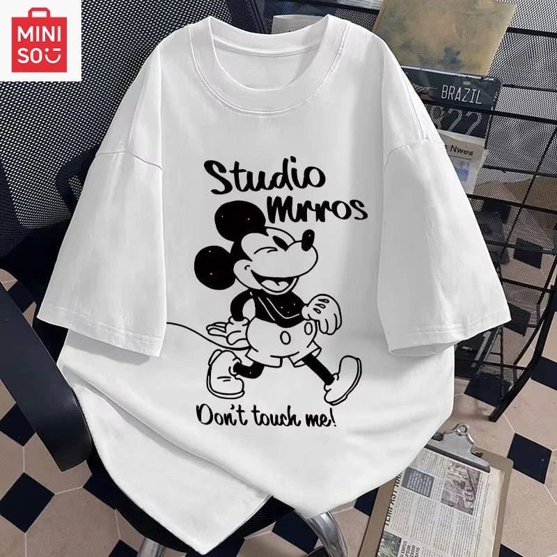 

Disney Mickey Minnie Joint Peripheral Short-sleeved Men and Women Couples Summer Pure Cotton Loose Casual T-shirt Clothes Tide