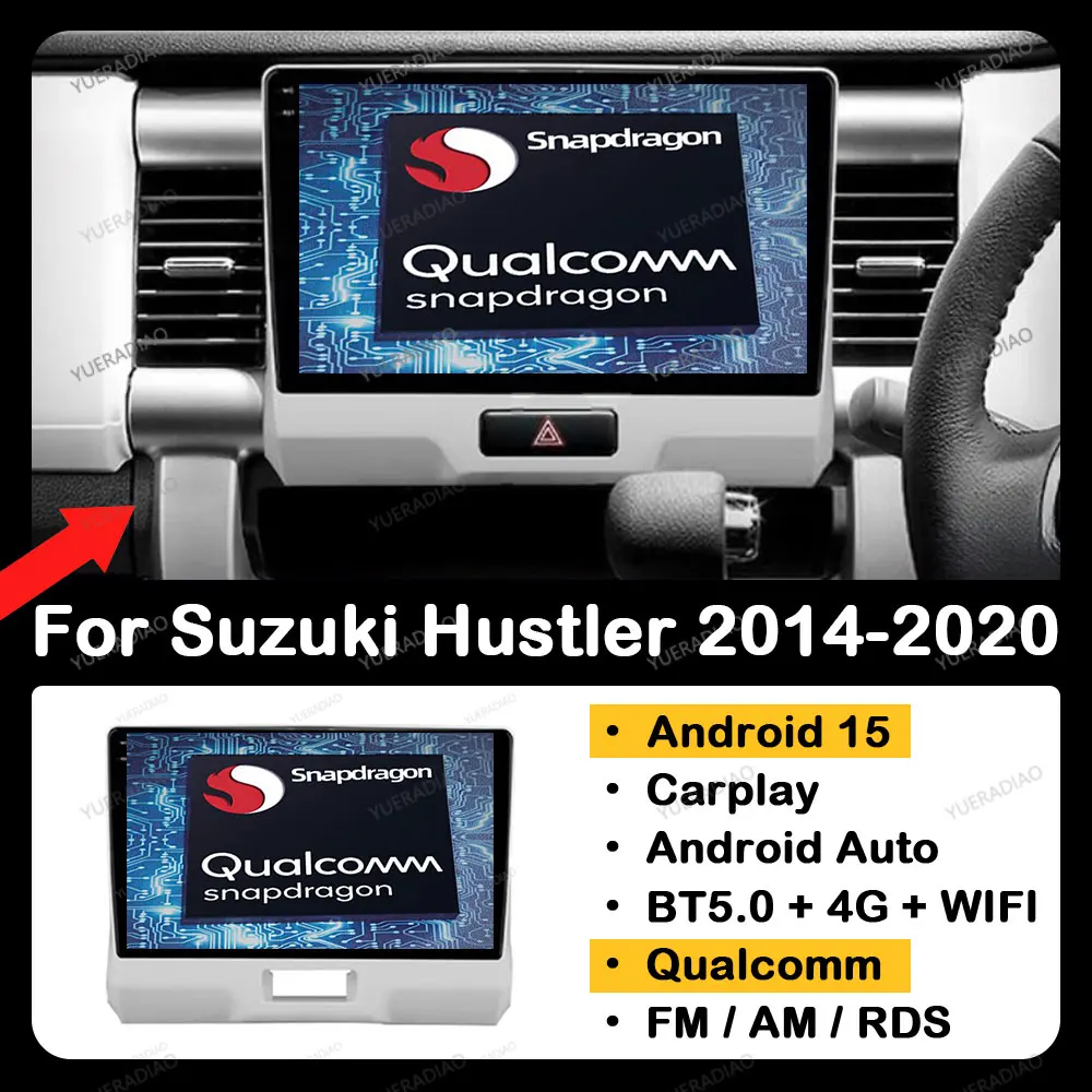 

Android 15 Car Radio For Suzuki Hustler 2014 - 2020 Carplay Auto Multimedia Stereo Video Player GPS NAVI Head Unit WIFI 4G QLED