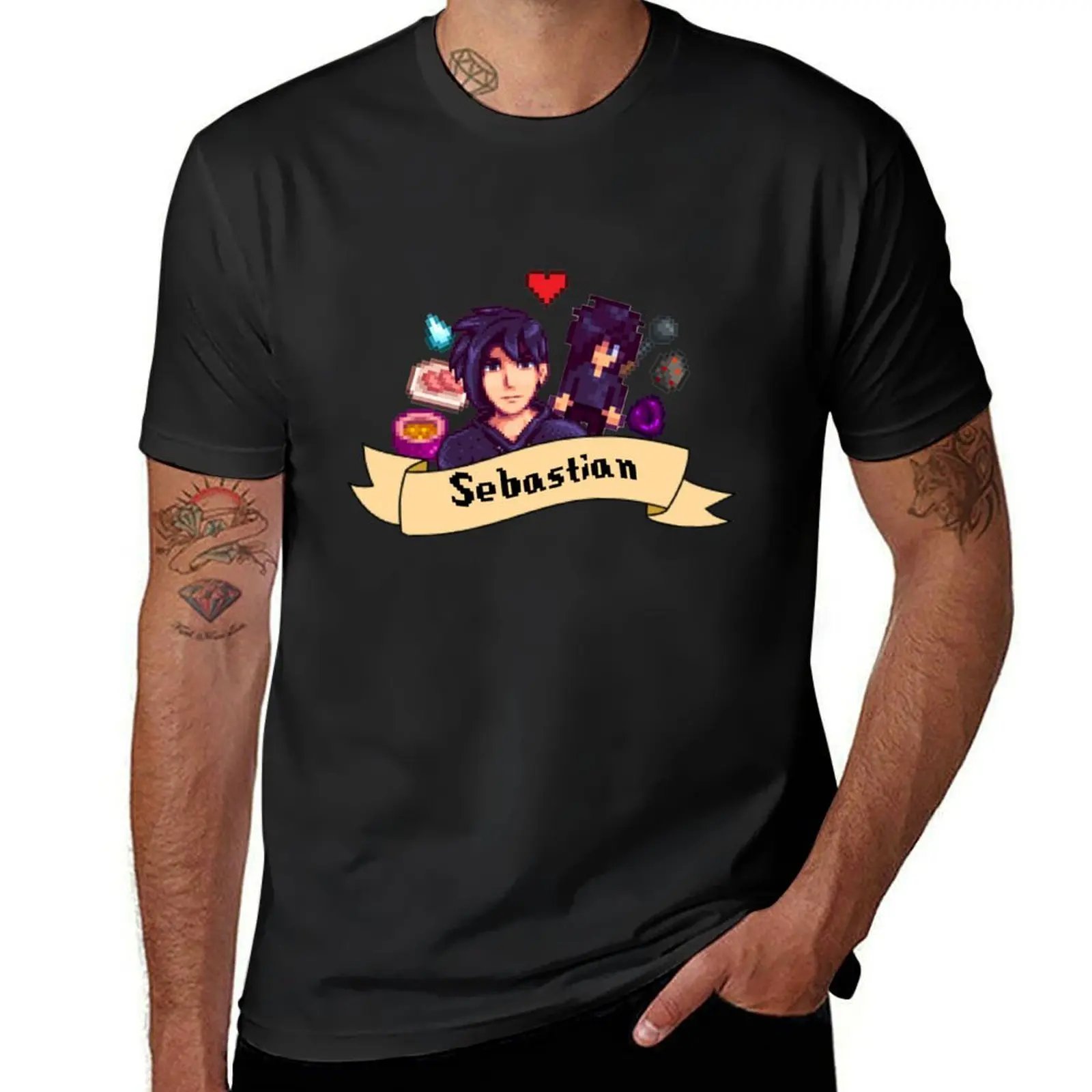 Stardew Valley- Sebastian T-Shirt sweat anime clothes slim fit t shirts for men