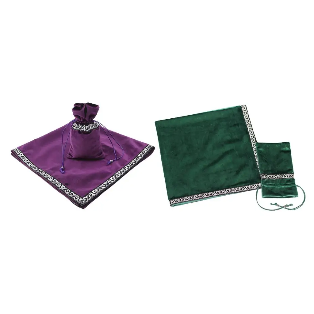 

Classic Tarot Card Bag Tablecloth Divination Velvet Pouch Purple+Green