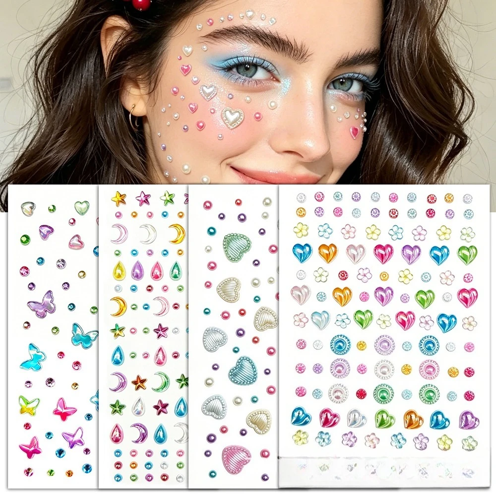 Colorful Laser Gems Stickers Self Adhesive Gems Jewels Stickers Bling Gemstone Stickers for Makeup & DIY Jewelry Craft Making