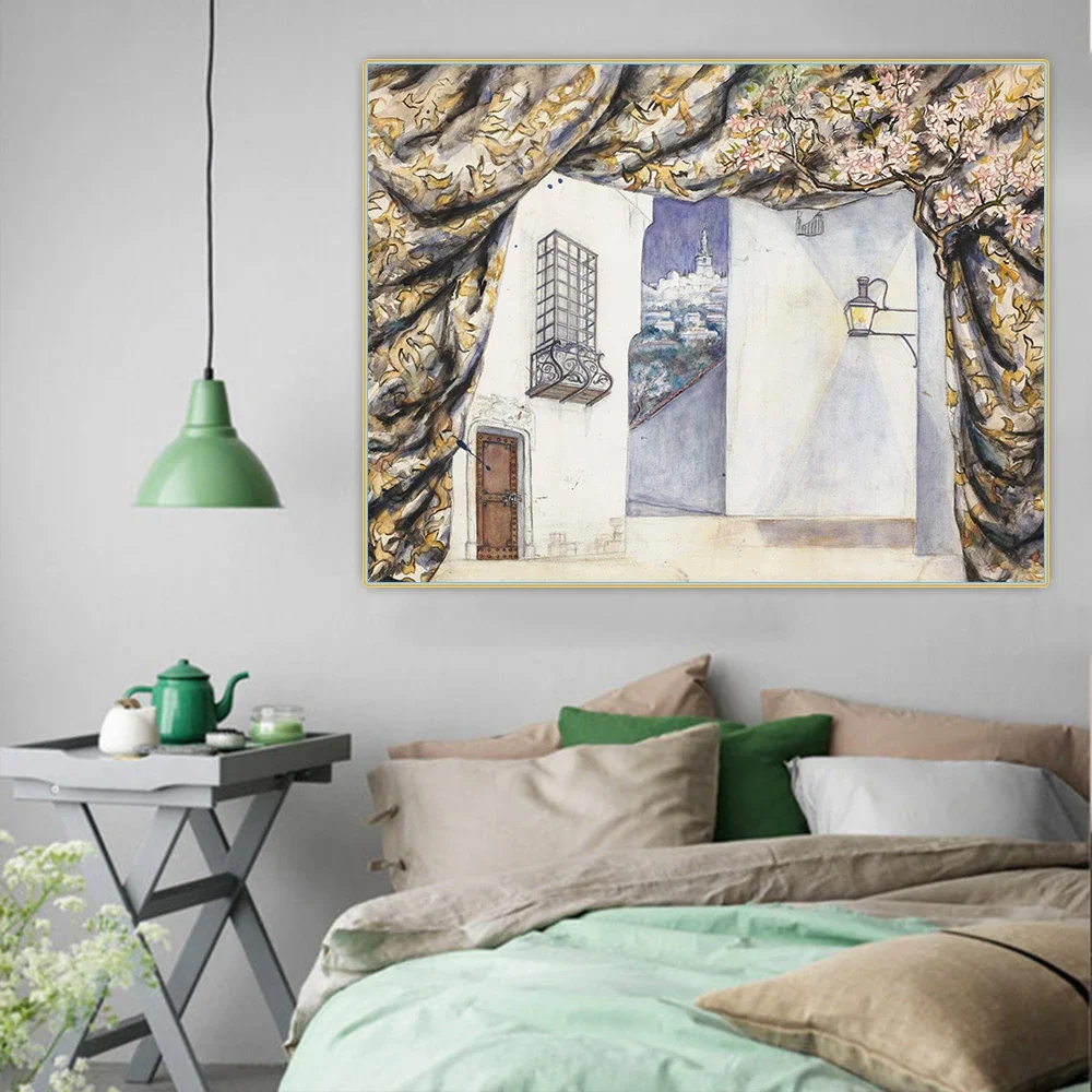 Citon Natalia Goncharova《Stage Design For The Barber Of Seville》Canvas Oil Painting Decorative Picture Decor Home Decoration #4