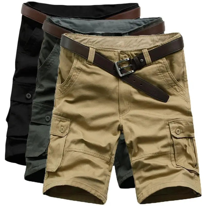 Solid Long Men\'s Cargo Shorts Black Male Bermuda Short Pants Over Knee Green Jogger Big and Tall Vintage Casual Luxury Nylon Y2k