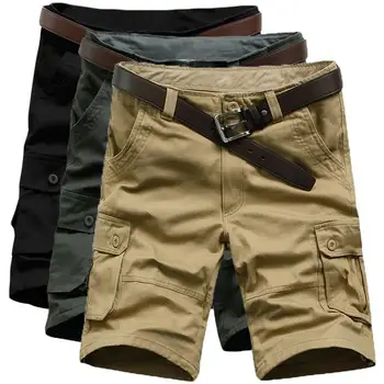 Pantalones cortos Cargo largos lisos para hombre, Bermudas negras para hombre, pantalones cortos por encima de la rodilla, Jogger verde, grande y alto, Vintage, informal, de nailon de lujo Y2k