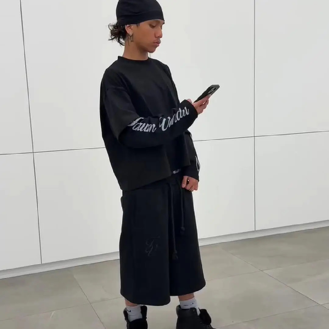 

High Street Trendy Brand Double Waist Head Seven Cent Shorts for Men, Loose Fashion Trendy Men, Casual Shorts