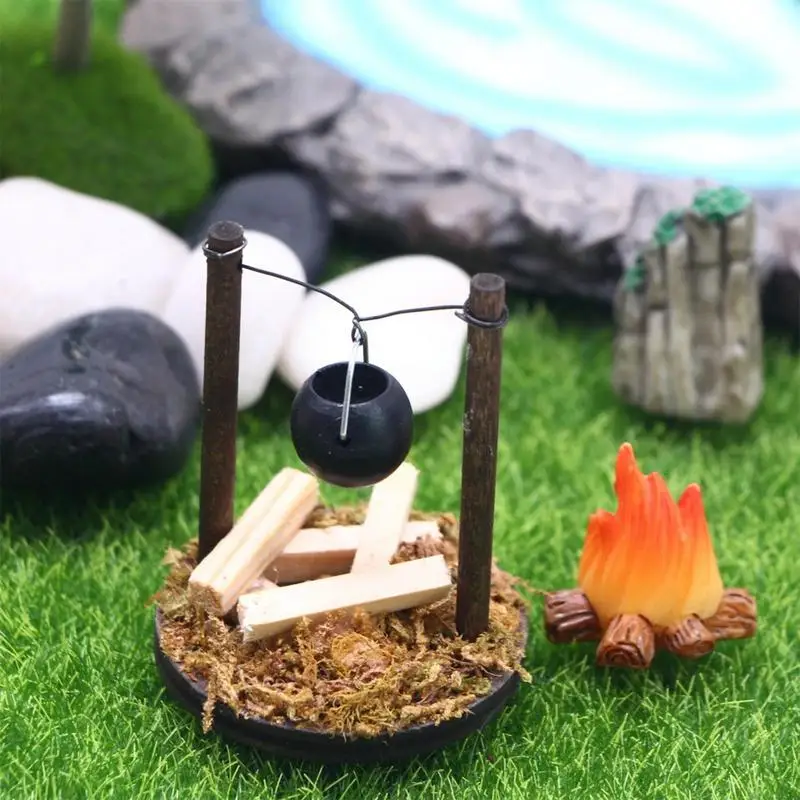 DIY Dollhouse Miniature Outdoor Garden Camping Campfire Scene Villa Garden Hanging Burning Stove Landscape Outdoor Decoration