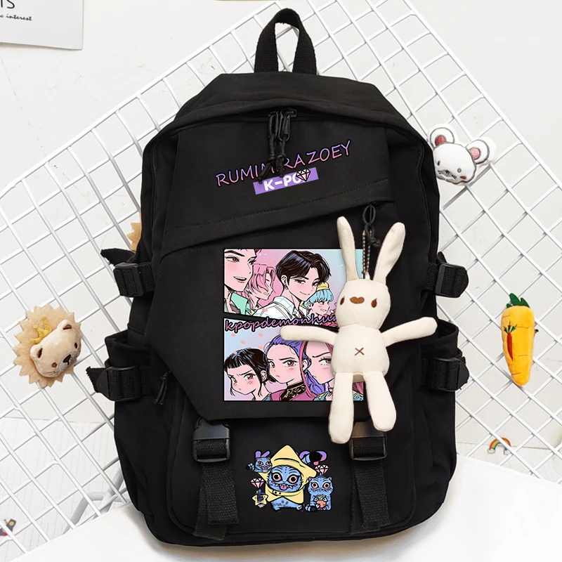 أنيمي KPop شيطان الصيادين الرجال النساء على ظهره تأثيري طالب موضة المدرسية اليومية الكرتون حقيبة كتفية للسفر هدية الكريسماس