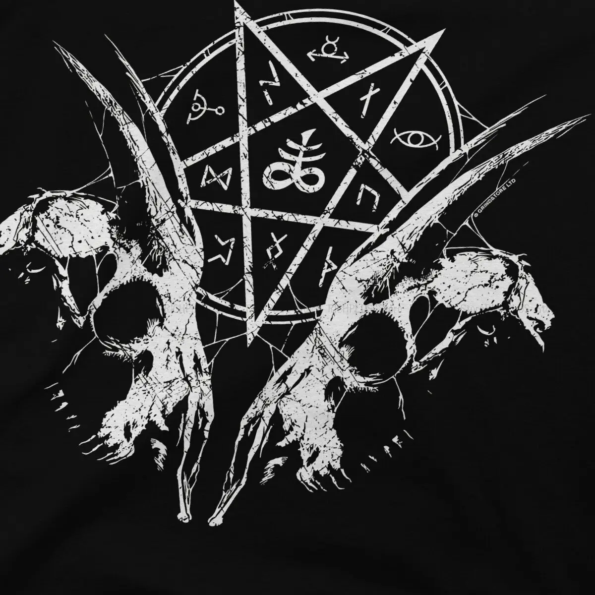 Pentagram Star TShirt For Men Satanic Baphomet Goat Clothing Fashion Polyester T Shirt Homme