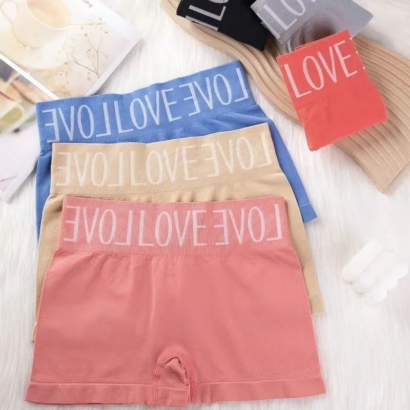 

4pcs Large Size Sexy Alphabet Sports Fitness Boxers Women's Bottom Boxers Seamless High Elastic Panties