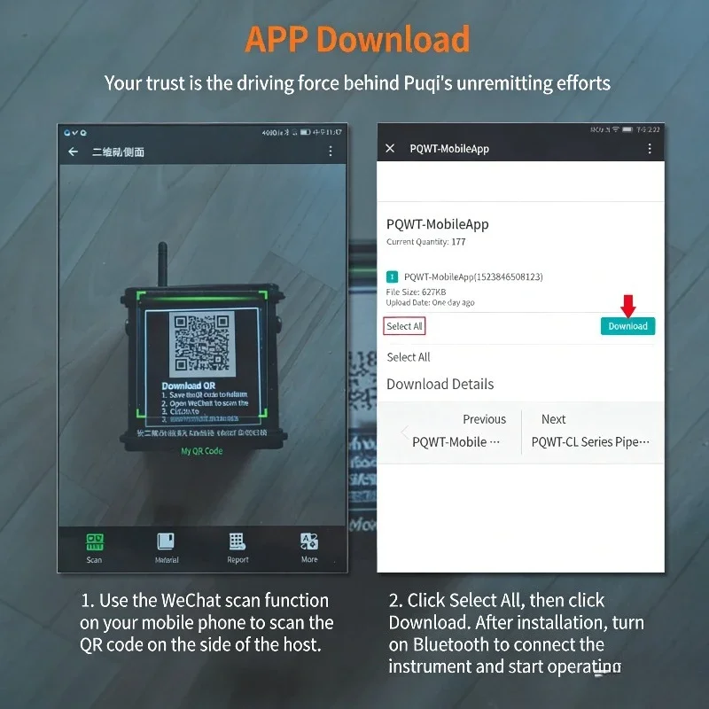 

PQWT-M100 Professional Mobile Phone Controlled Groundwater Finder Precise Water Detector Locating Equipment