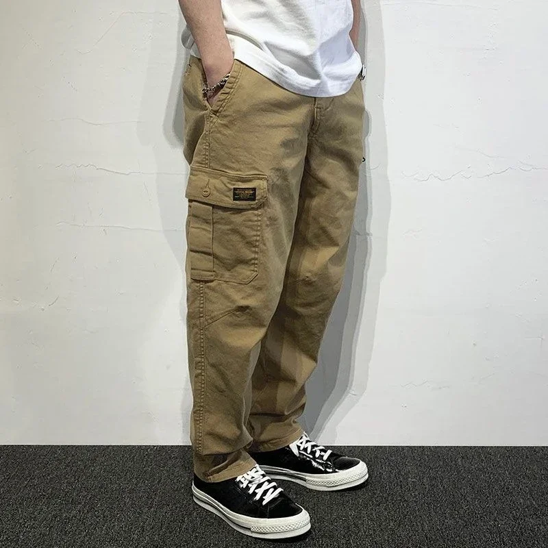 

Loose Minimalist Khaki Low Price Men's Cargo Pants High Quality Nylon Fashion Designer Slacks Luxury Cheapest Long Male Trousers