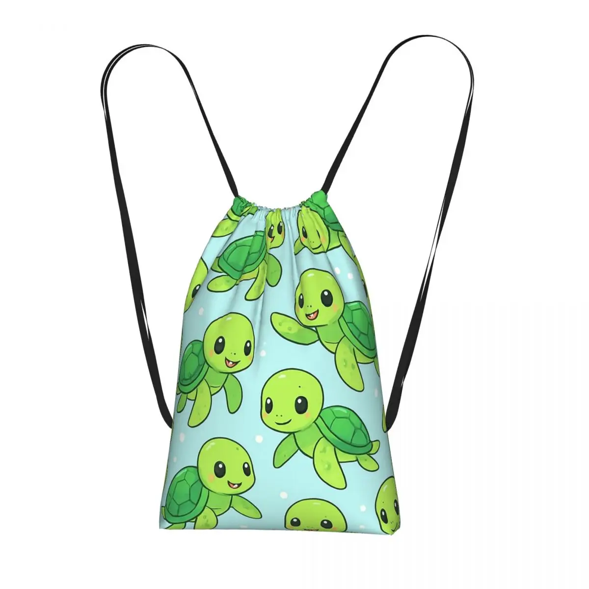 Adorable Cartoon Sea Turtle Backpacks Portable Drawstring Bags Sports Bag Book Bags for Man Woman School