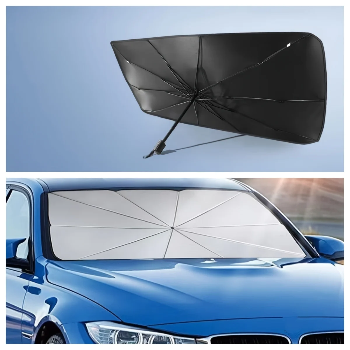 Car Windshield Sun Shade Umbrella, Foldable UV Block Heat Insulation Sun Visor Cover Universal for Auto Front Window