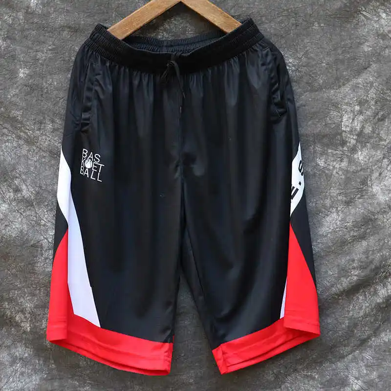 150kg Plus Size Men's Sports Glossy Shorts Outdoor Fitness Male to Knee Casual Basketball Bottoms