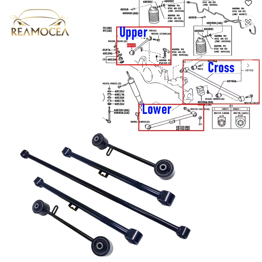 

Reamocea 1Pc Rear Suspension Upper/Lower Control Arm Assembly For Toyota Land Cruiser Prado LC150 2010-2020 48790-60010
