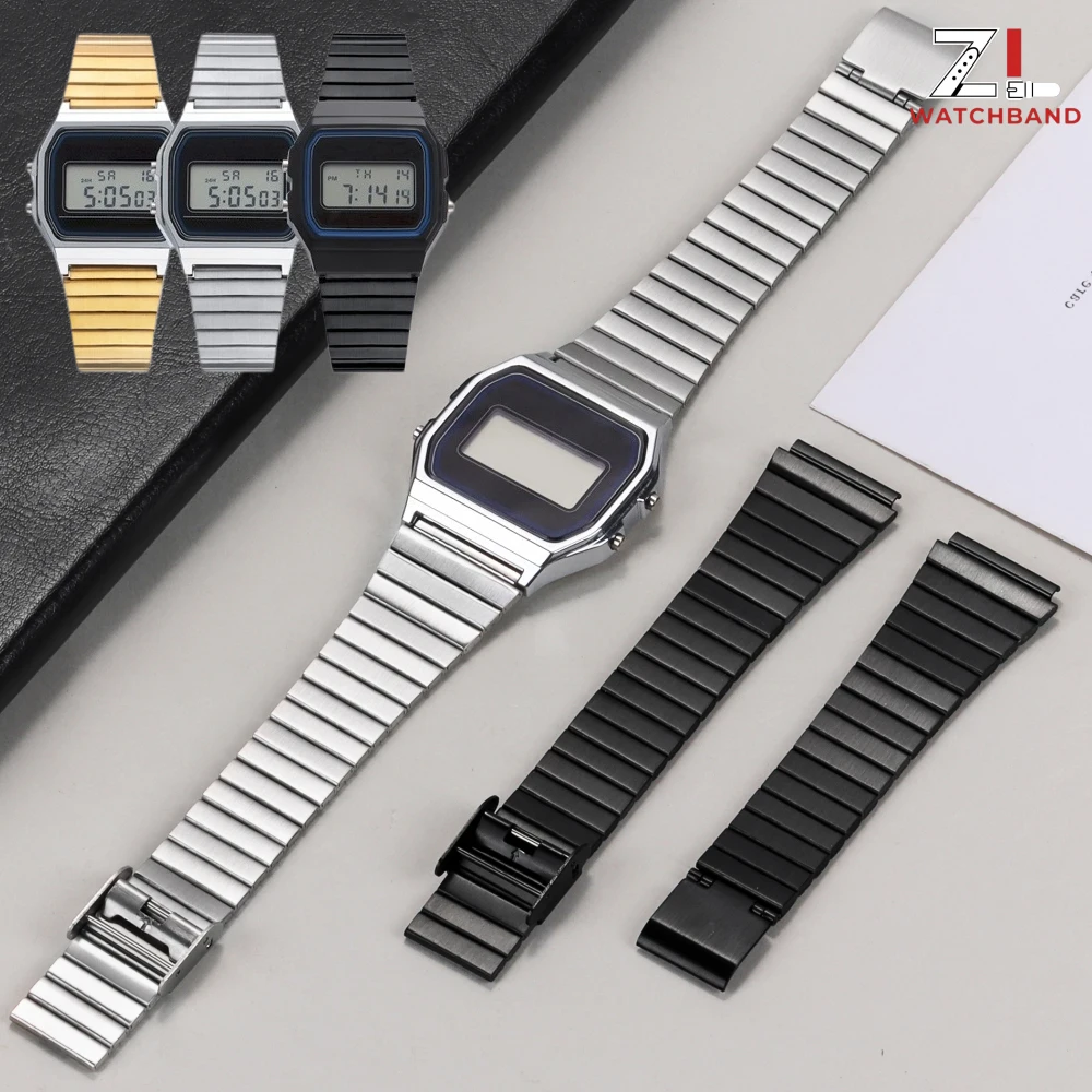 �y�Z�[�����z18/20mm �����^�E�H�b�`�o���h CASIO F-91W/A158/A159/A168/A169/B650/AQ230/AE500W �����p�X�e�����X�X�`�[�����S�[���h�V���o�[�X�g���b�v