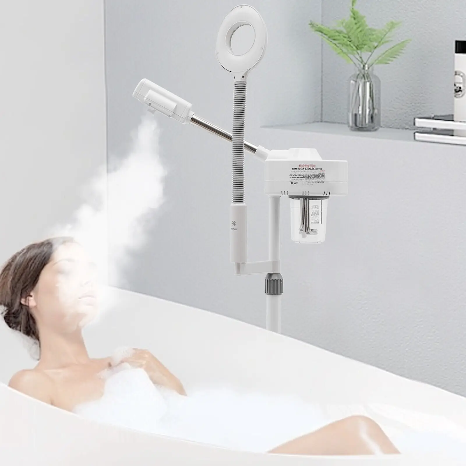 2 w 1 Combi Unit Steamer Lampa powiększająca Lampa powiększająca Gorący wapozon Ozon Streamer Urządzenie parowe Sauna do twarzy 750 W — zdjęcie 3