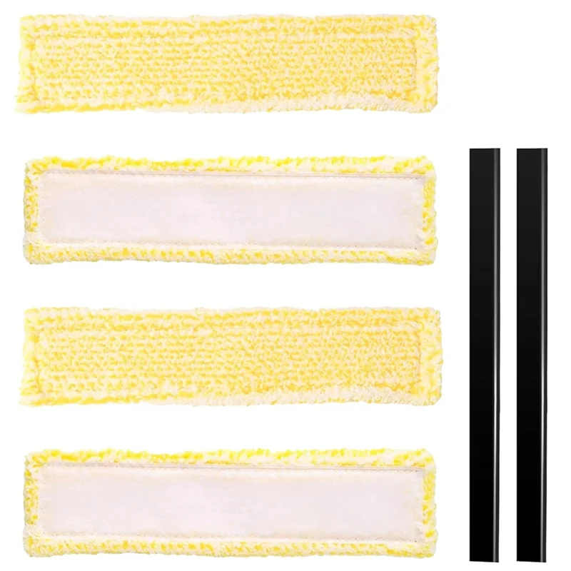 B47B-Microfiber Mop Cover For Window Cleaning Replacement Set With 2 Rubber Lip Squeegees Highly Absorbent Window