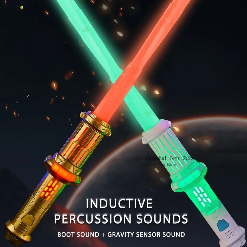 With-Expandable 2-in-1 Light Sabers With Connector LED Swords Set Light Sword Toys With Gravity Sensing Sound Effects