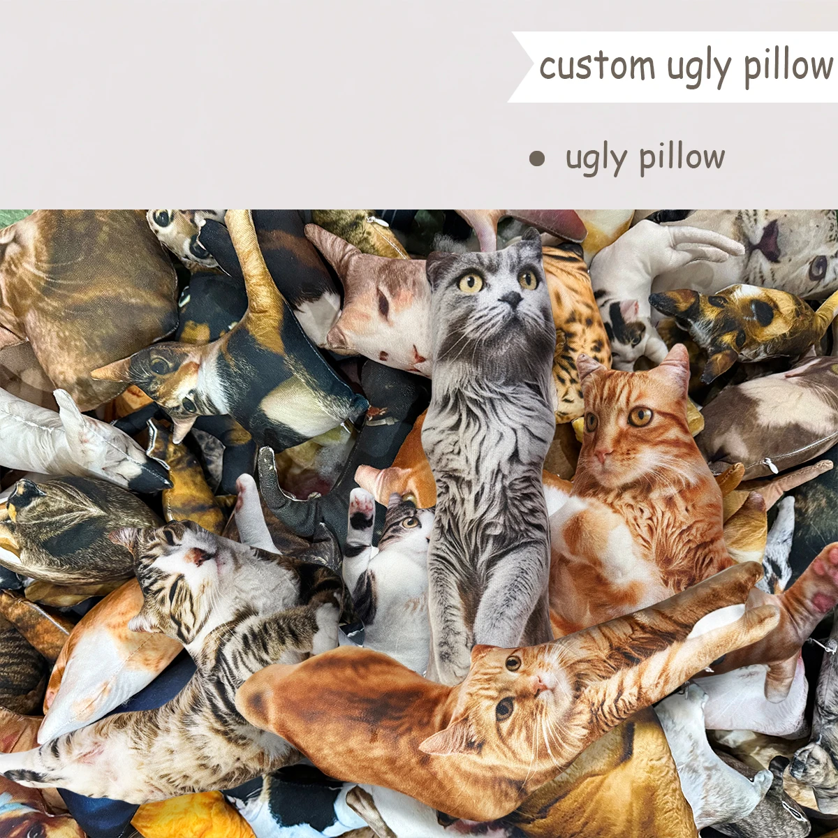 IHX Ugly Cat Dog Zany Pillow,Custom Pet 3D Pillow,Personalized Pet Pillow From Photo,Pet Loss Memorial Gift,Stuffed Toys Dolls