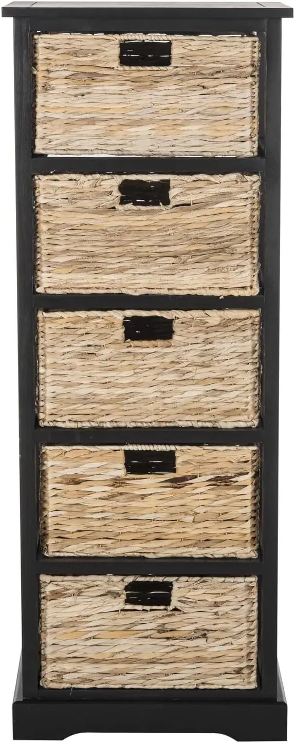 

Home Collection Vedette Distressed Black 5-Drawer Wicker Basket Storage Tower (Fully Assembled)