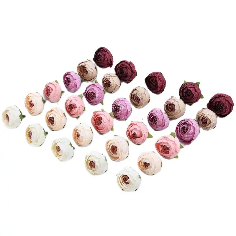 10 stücke künstliche Blumen für Haupt dekoration gefälschte Plastik blumen Weihnachts girlanden DIY Geschenke Scrap booking Seiden tee Rosen