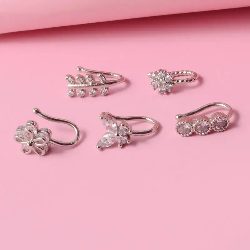 Stainless Steel Non Piercing Fake Nose Ring With Cubic Zirconia Various Styles For Daily Wear Party Body Jewelry Accessories
