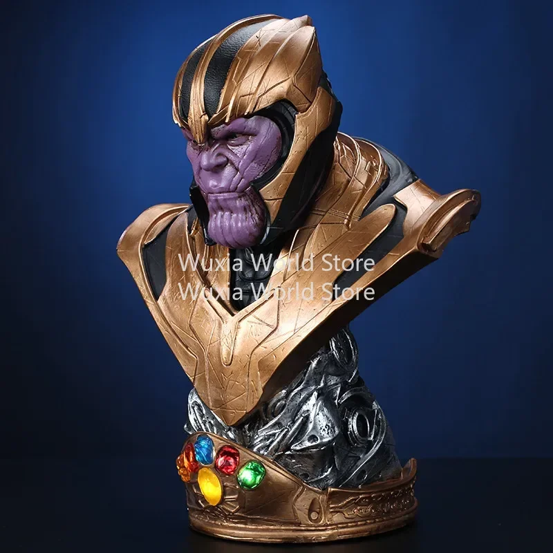 Figurka Thanosa 38 cm, rzeźba półpostaci, figurki anime Avengers, kolekcjonerska ozdoba na biurko, idealny prezent dla dzieci.