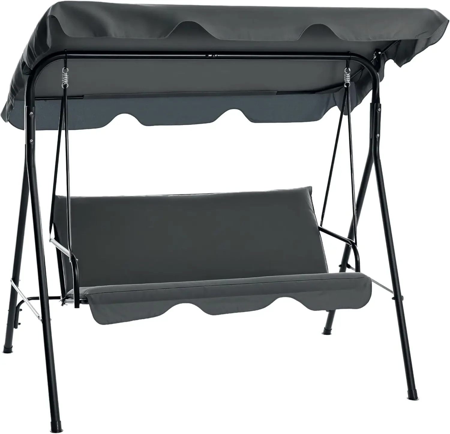 

3-Seat Outdoor Patio Swing Chair with Removable Cushion, Steel Frame Stand and Adjustable Tilt Canopy for Patio, Garden