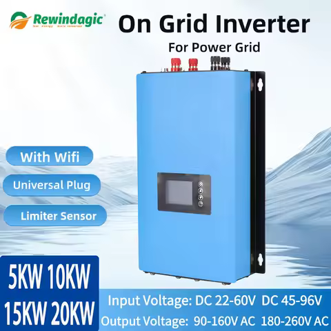 10KW 20KW Grid Tie Inverter With Limiter Pure Sine Wave On Grid Inverter DC45-96V or 22-60V to AC230V WIFI optional 230V 240V