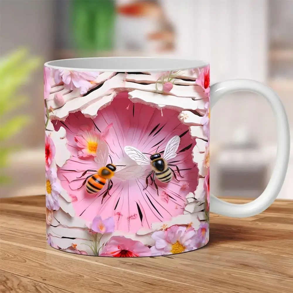 Creative 3D Bee Painted Mug New Bee Multi-Purpose 3D Space Design Mugs 3D Tea Cup