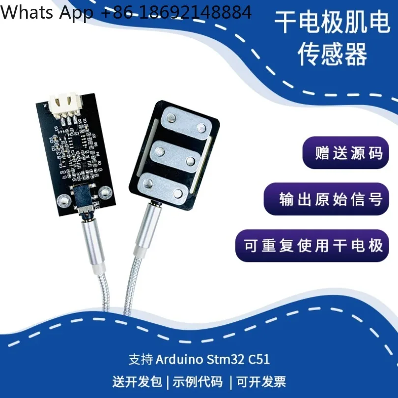 Single Lead Dry Electrode EMG Acquisition Module EMG Analog Signal Sensor, Wearable Open Source Kit