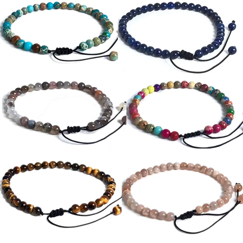 قابل للتعديل 4 مللي متر حجر الخرز سوار للنساء العقيق الطبيعي كريستال التورمالين العقيق المنسوجة سوار للمجوهرات هدية السنة الجديدة