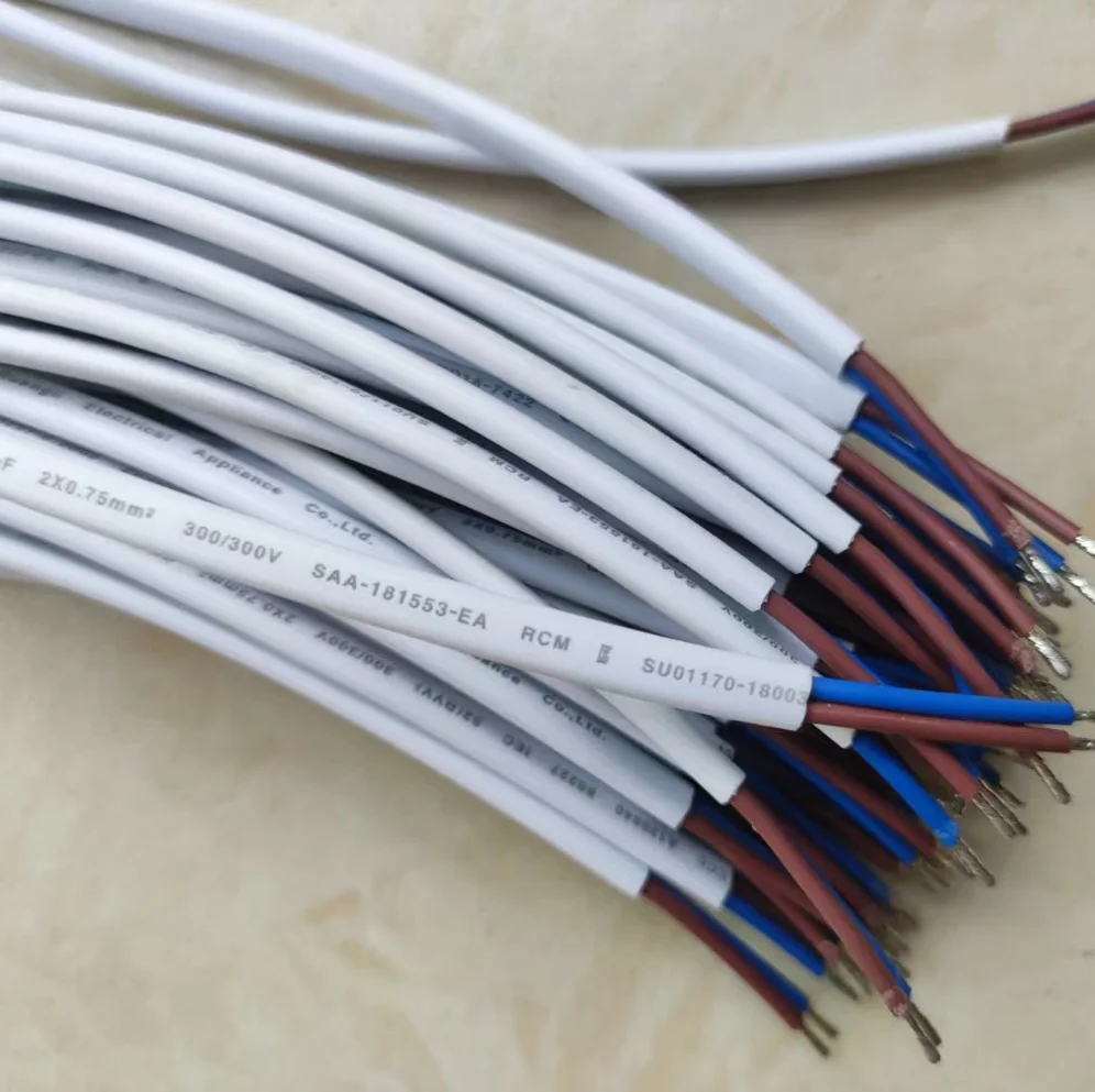 Two Core White Flat Wire LED Power Drive AC Input Sheathed Pure Copper 0.75 Square Black Power Wire for Electronic Projects