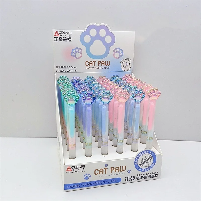 36pcs/lot Kawaii Cat Paw Mechanical Pencil Cute 0.5MM/0.7MM Drawing Writing Automatic Pen School Office Supplies view 2