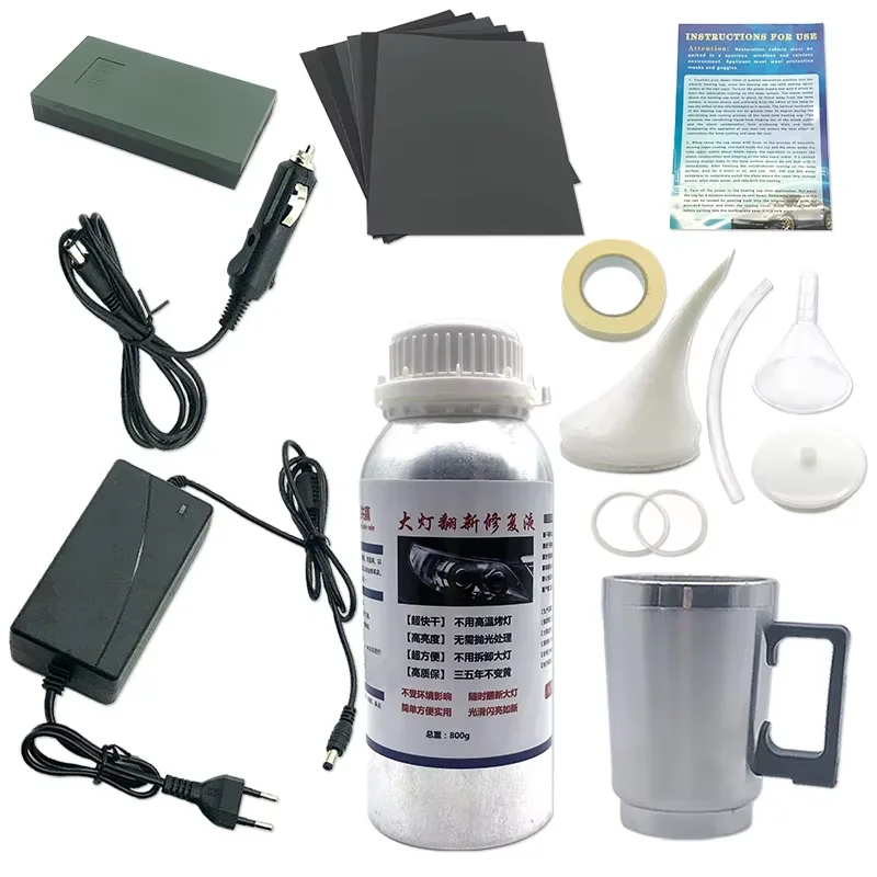 Car Headlight Polish Restoration Kit Car Headlight Repair Renovation Kit 800G Headlamp Liquid Polymer Auto Tool Set
