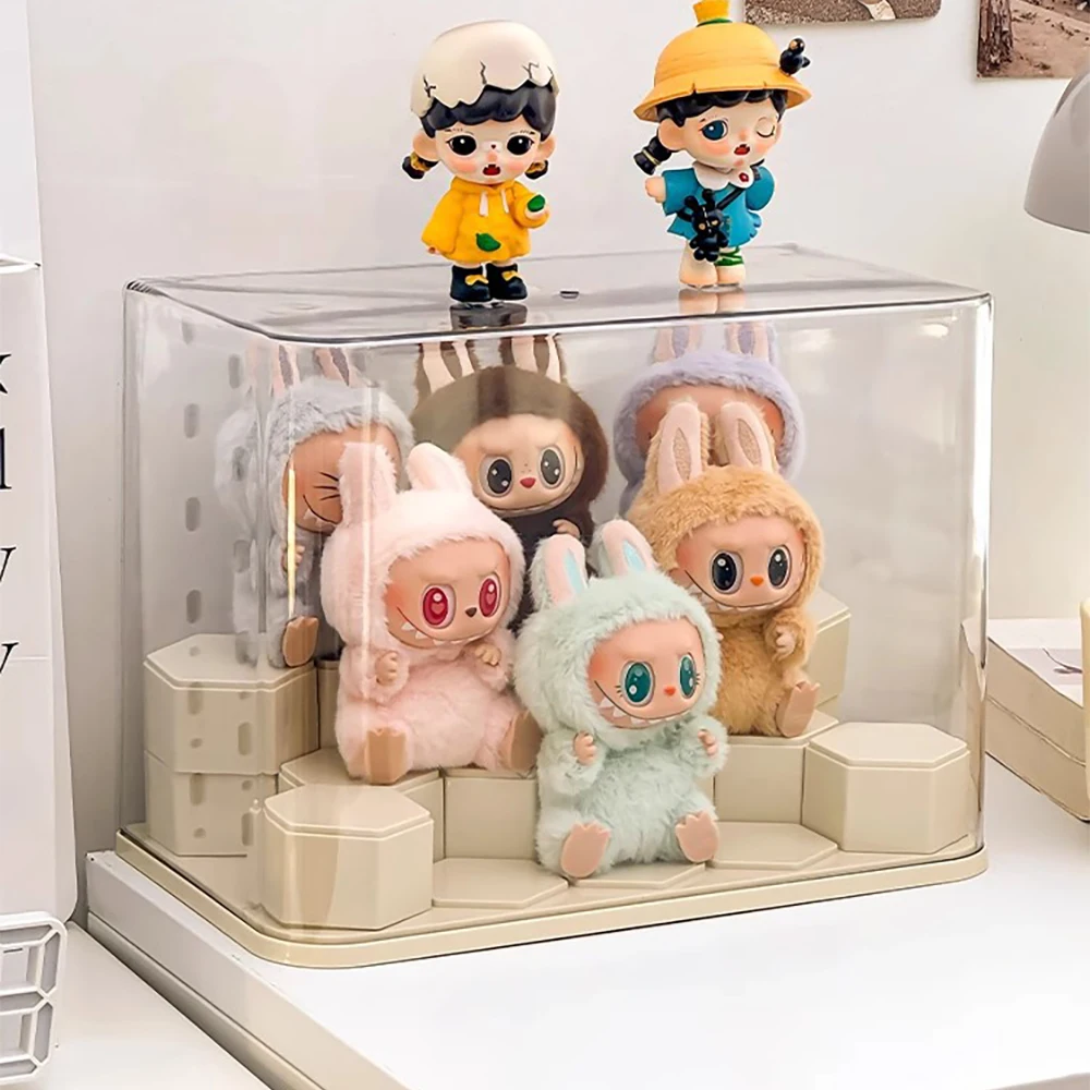 16 سنتيمتر Labubu صندوق عرض صندوق خزانة الغبار والرطوبة صندوق أعمى شخصية رف شاشة خزانة عرض شفافة