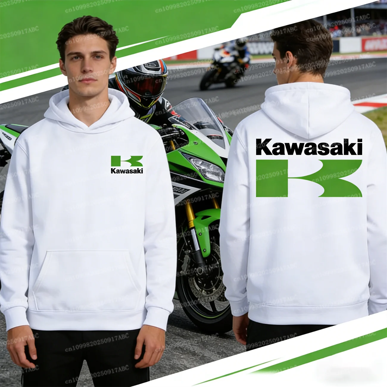 

（Kawasaki） Autumn Winter Kawasaki motorcycle logo Top Men Hoodie Top Male Sweatshirt Sport Women street pullover Women Hoodie