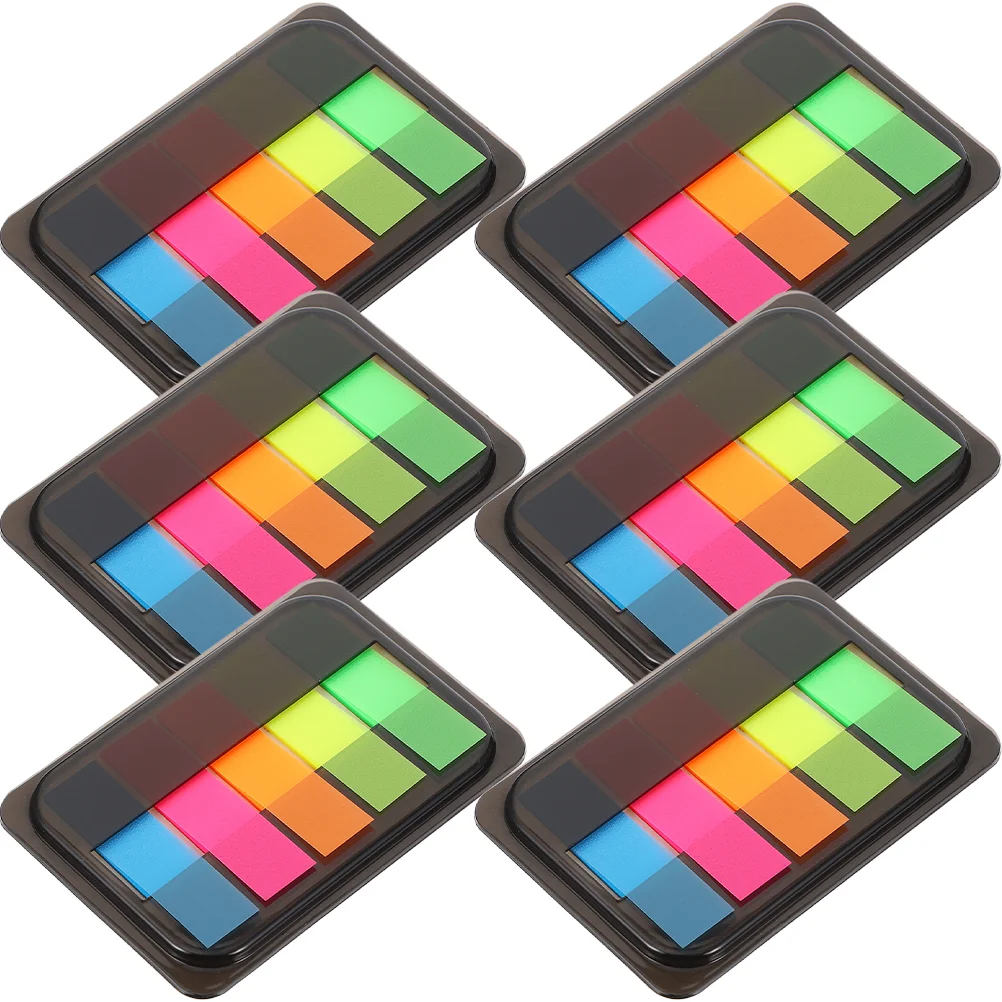 

6 Boxes Labels Highlighters Fluorescent Sticky Notes Professional Reading Strips 8X55CM Stickers Portable Book Accessory