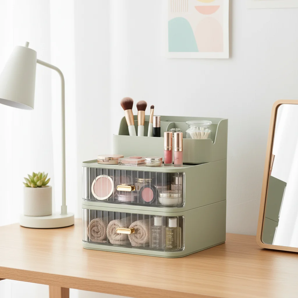 Schubladenartiger Organizer für Schreibwaren und Kosmetik, Aufbewahrungsbox aus Kunststoff für Büro, Wohnheim und Schreibtisch