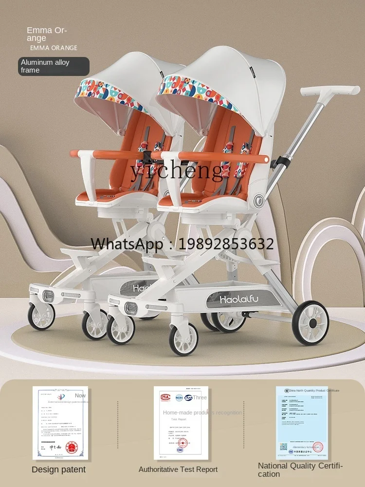 ZZ Twin Poussette bébé légère pliable assise et couchée Double Twin détachable
