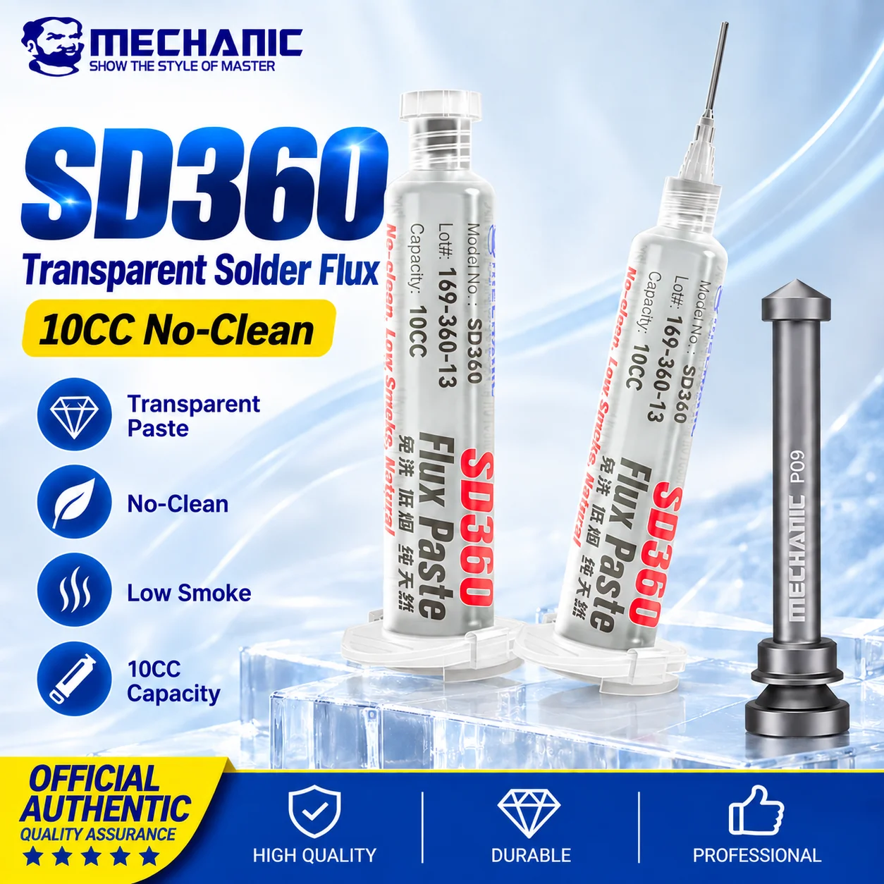 【MECHANIC】 SD360 Flussmittel-Lötpaste, saubere, transparente Schweißpaste, Flussmittel mit Schubstange für PCB SMD BGA-Lötwerkzeuge