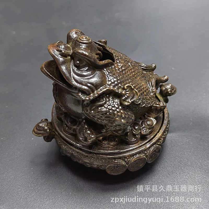 Ornament, Money Ingot Golden Incense Burner, Vintage Home Decor Craft Toad