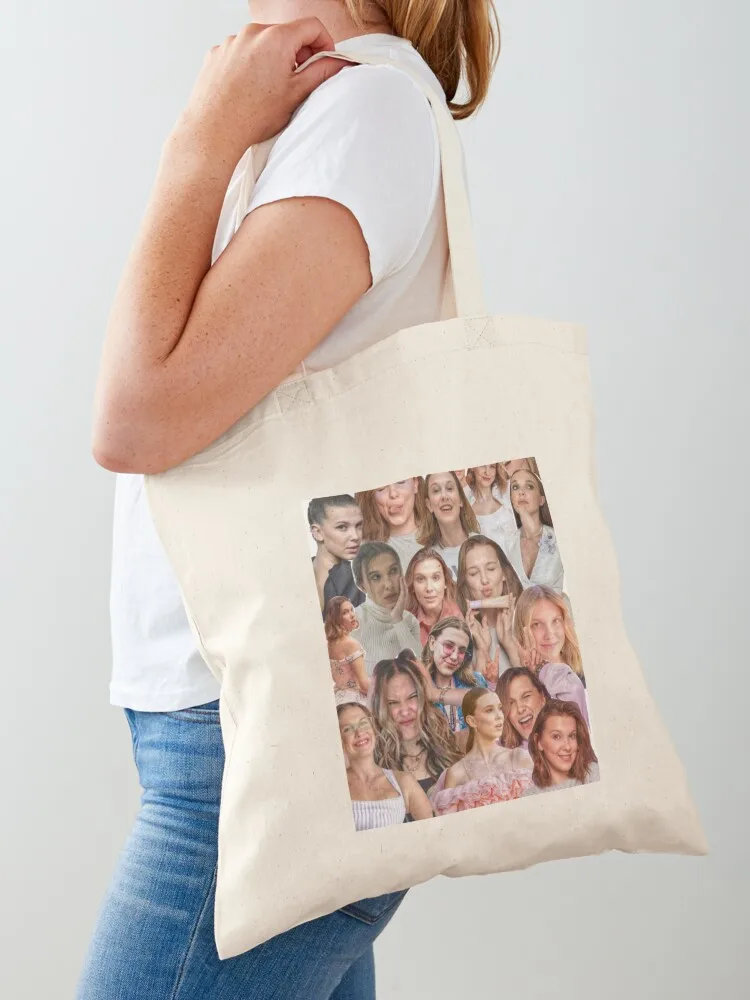 

Millie Bobby Brown Edit Collage by Stasii Graphic Tote Bag Handbags Reusable bags eco pack