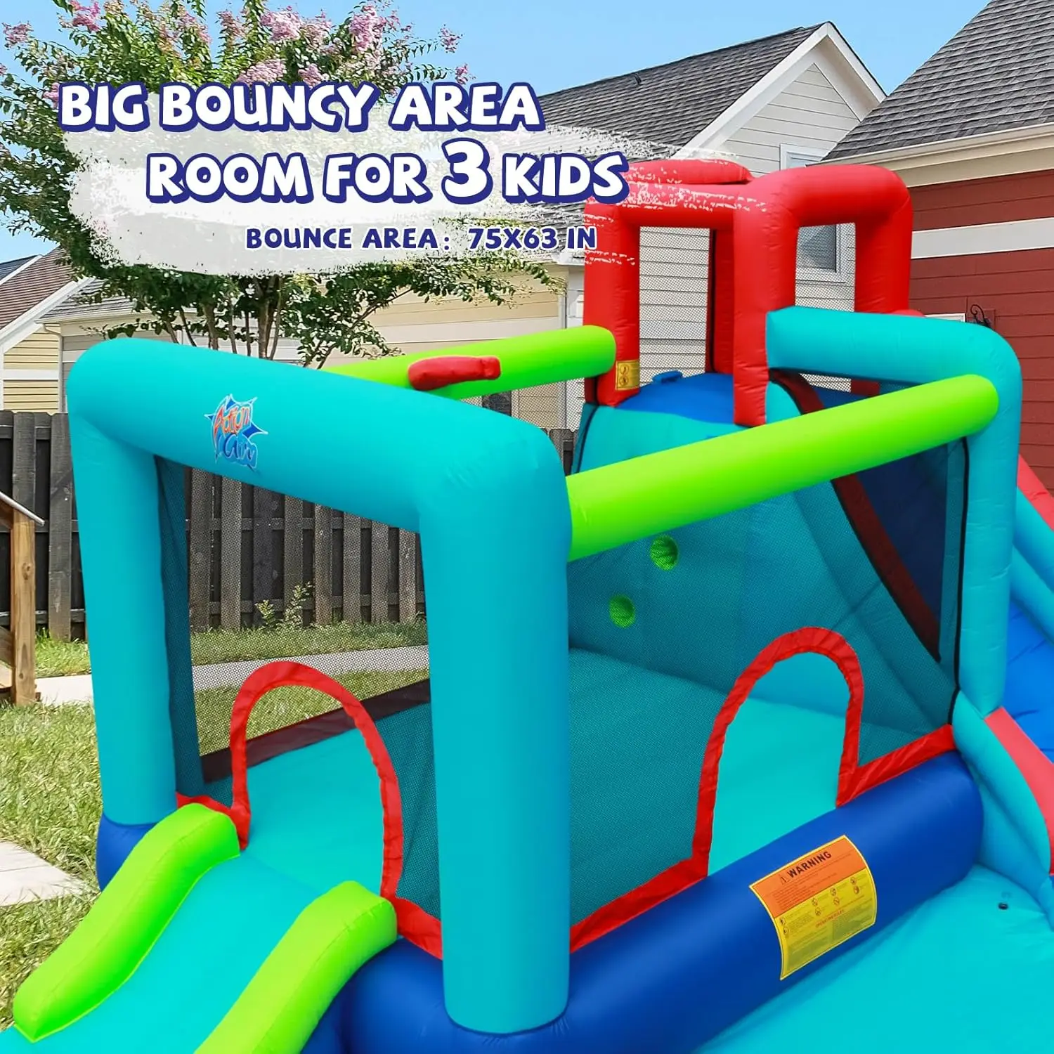 바운스 하우스 - 실내 및 실외용 송풍기가 있는 풍선 바운스 하우스 - 슬라이드가 있는 점핑 바운시 캐슬 - 대형 바운스 공간, 사랑스러운