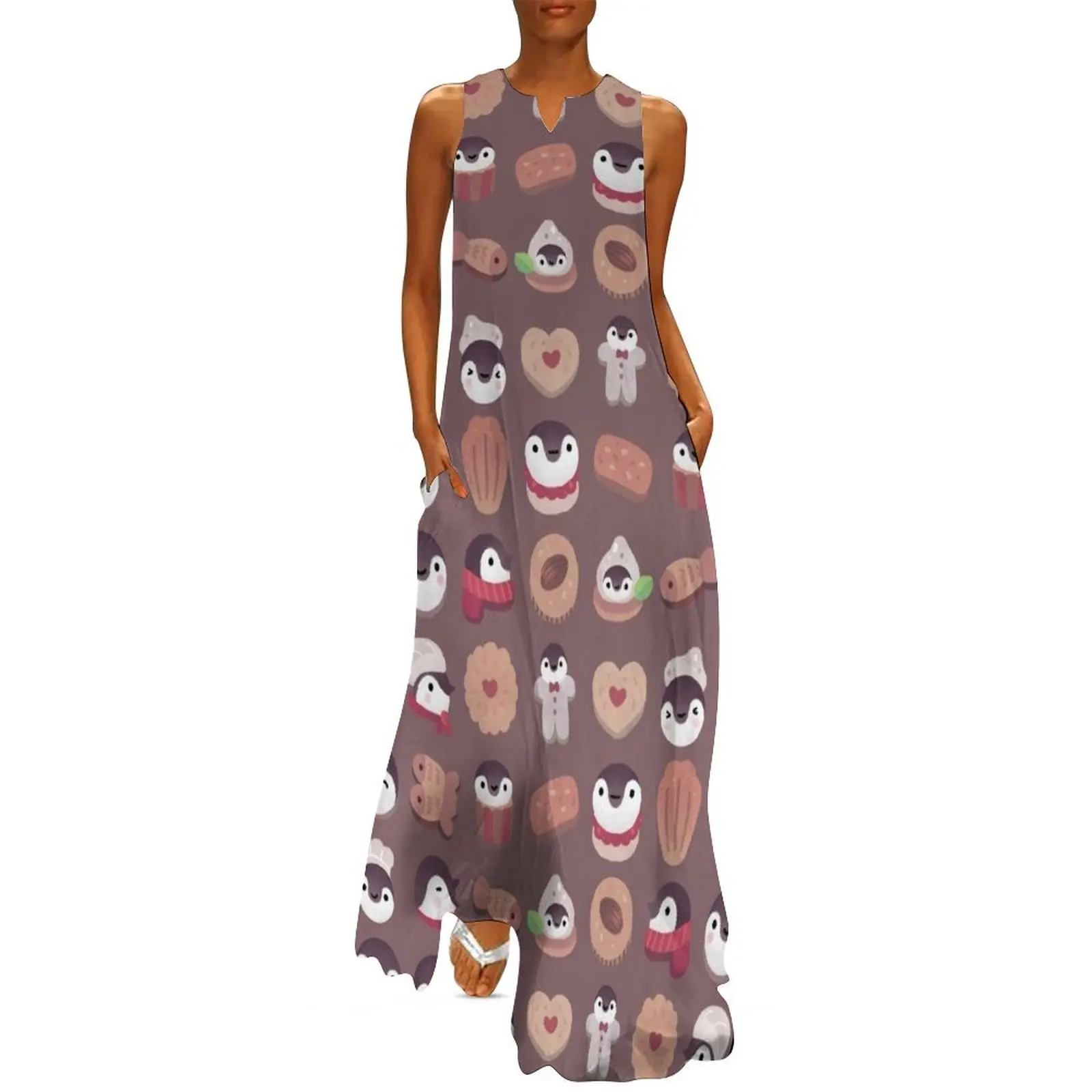 Cookie cream penguin - brown pattern Long Dress dress for women 2025 luxury dress evening dresses ladies dresses