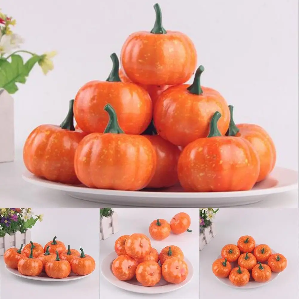 

12Pcs Artificial Pumpkin Foam Green Yellow 55cm Halloween Thanksgiving Fall Autumn Wedding Harvest Table Basket Filler