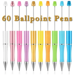 60Pcs Ballpoint Pen Diy Bead Pen Plastic Printed Bead Pen School Office Writing Supplies Stationery Wedding Gift